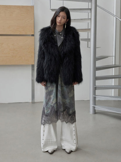 Heavy Industry Raccoon Wool Knitted Suit Large Lapel Fur Lazy Warm Jacket【s0000014564】