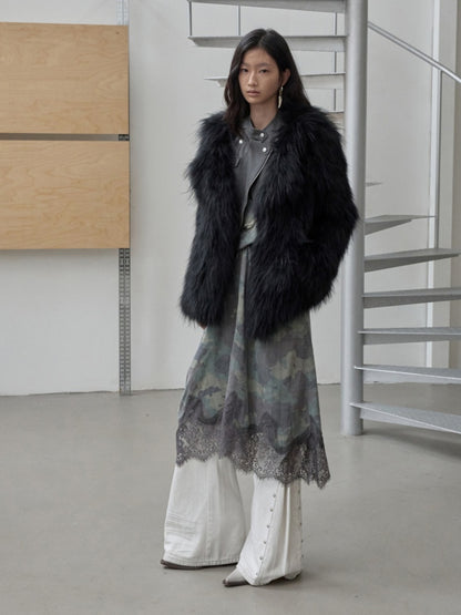 Heavy Industry Raccoon Wool Knitted Suit Large Lapel Fur Lazy Warm Jacket【s0000014564】