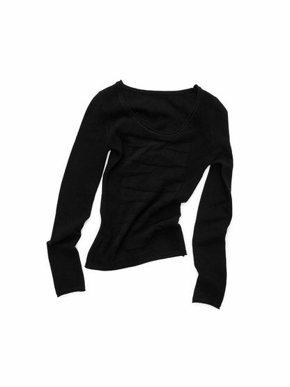 Knight Wool Jacquard Openwork Knit Base Bottoming Round Neck Slimming Top【s0000014565】