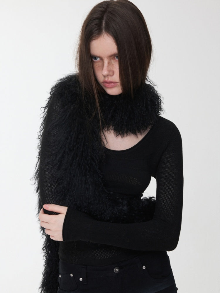 Knight Wool Jacquard Openwork Knit Base Bottoming Round Neck Slimming Top【s0000014565】