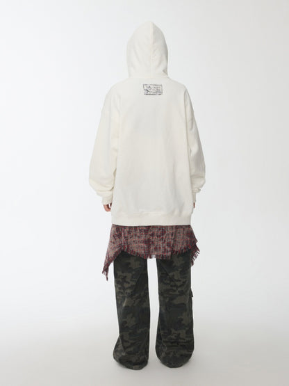 Cat Print Double Zipper Dropped Shoulder Straight Sweatshirt Long-Sleeved Casual Jackets【s0000014568】