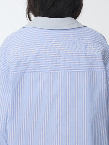 Three-Piece Set Embroidery Striped Contrast Padded Shirt Tie Skirt【s0000014572】