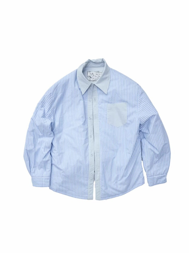 Three-Piece Set Embroidery Striped Contrast Padded Shirt Tie Skirt【s0000014572】