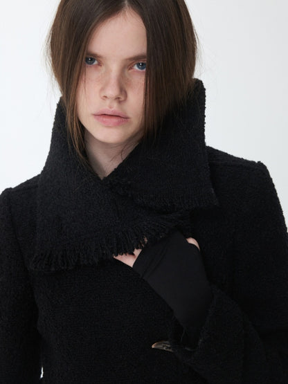 Stand-Up Collar Small Fragrance Wind Horn Button Slim Warm Cropped Wool Jacket【s0000014574】