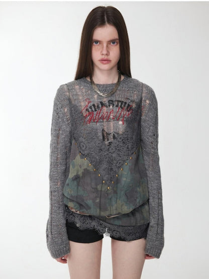 Camouflage Lace Patchwork Hot Diamond V-Neck Camisole【s0000014579】