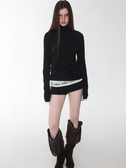 Basic Turtle Neck Hot Diamond Raglan Sleeve Base Shirt Inner & Outer Skinny Long-Sleeved Tops【s0000014582】