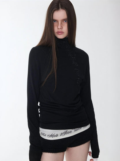 Basic Turtle Neck Hot Diamond Raglan Sleeve Base Shirt Inner & Outer Skinny Long-Sleeved Tops【s0000014582】