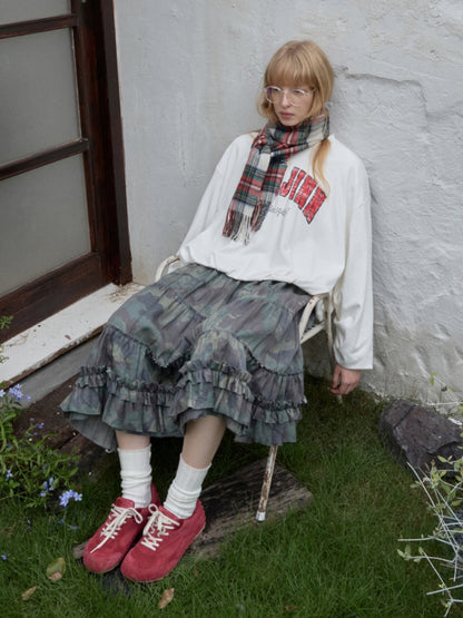 American vintage Monogram Print Crew Neck Pullover Sweatshirt Bud Type Loose Long Sleeve Top【s0000014584】