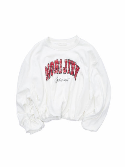 American vintage Monogram Print Crew Neck Pullover Sweatshirt Bud Type Loose Long Sleeve Top【s0000014584】