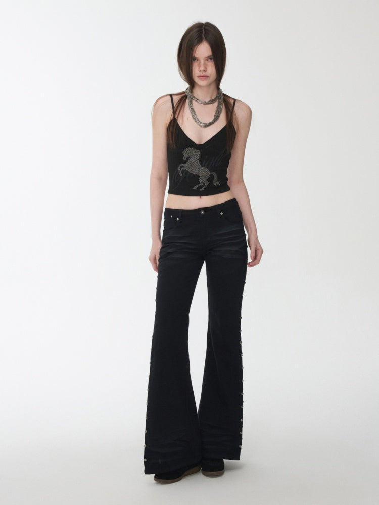 Knight Horse Hot Diamond Print Cable Knitted Suspender Female Hot Girl Sexy Short Slimming Top【s0000014585】