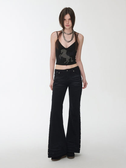 Knight Horse Hot Diamond Print Cable Knitted Suspender Female Hot Girl Sexy Short Slimming Top【s0000014585】