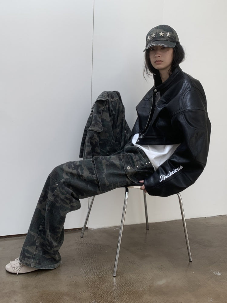 American Vintage Camouflage Washed Workwear Wide-Leg Pants Multi-Pocket Design Versatile Slacks【s0000014586】