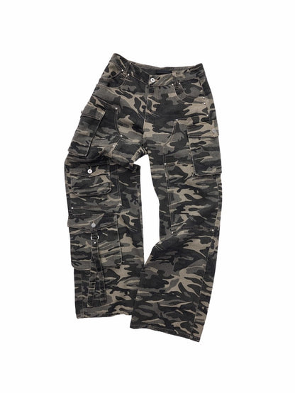 American Vintage Camouflage Washed Workwear Wide-Leg Pants Multi-Pocket Design Versatile Slacks【s0000014586】