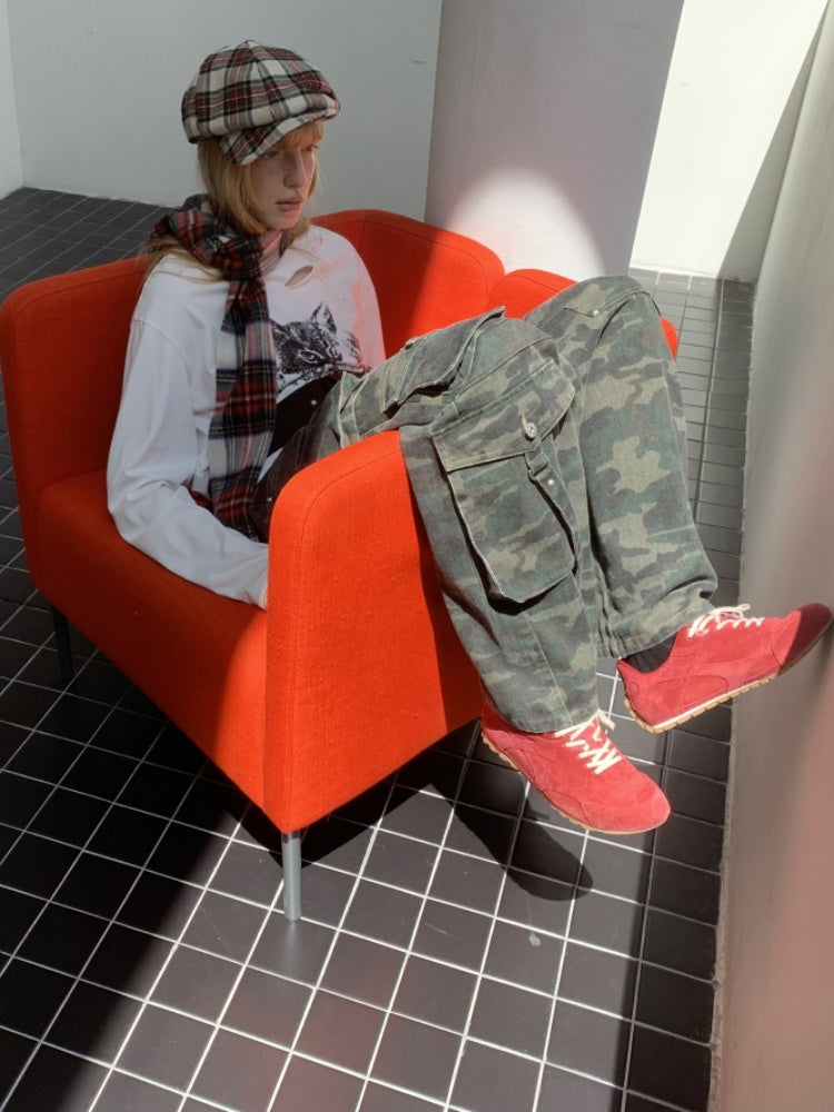 American Vintage Camouflage Washed Workwear Wide-Leg Pants Multi-Pocket Design Versatile Slacks【s0000014586】