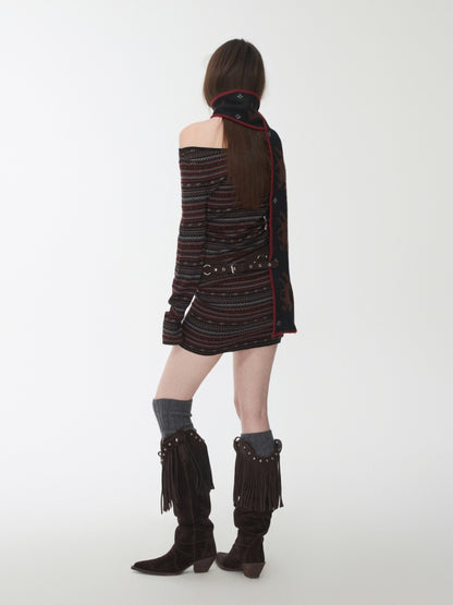 Fair Island Vintage Pony Jacquard Knitted Small Warm Versatile Scarf【s0000014594】
