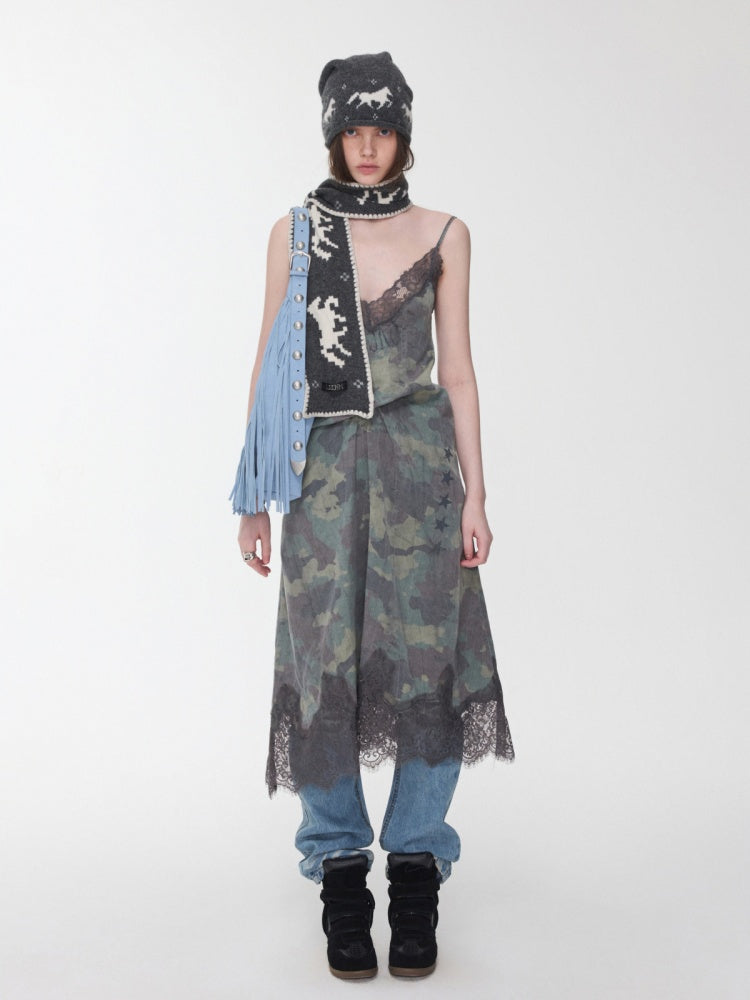 Fair Island Vintage Pony Jacquard Knitted Small Warm Versatile Scarf【s0000014594】