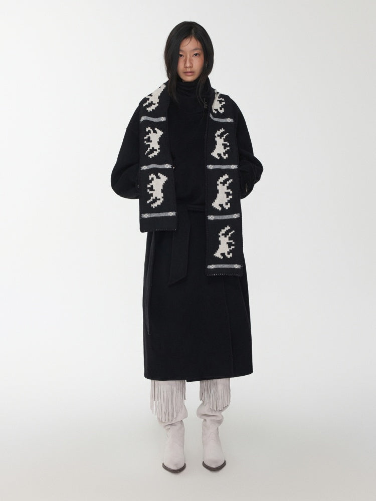 Fair Island Vintage Pony Jacquard Knitted Small Warm Versatile Scarf【s0000014594】