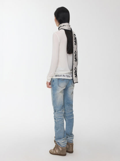 Fair Island Vintage Pony Jacquard Knitted Small Warm Versatile Scarf【s0000014594】