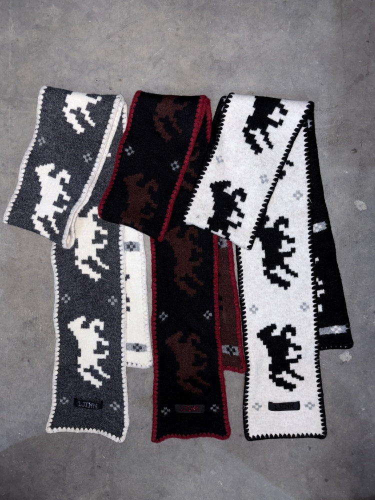 Fair Island Vintage Pony Jacquard Knitted Small Warm Versatile Scarf【s0000014594】
