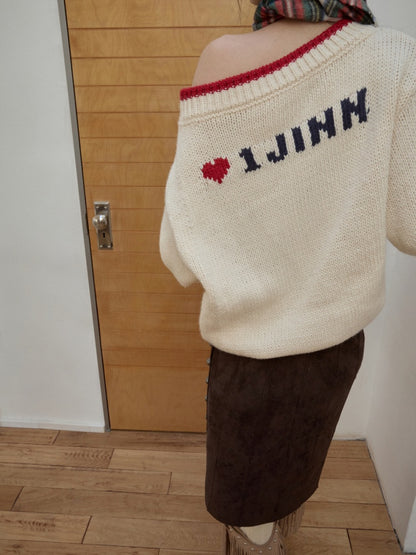 Fair Isle Iceland Wool Jacquard Slanted Shoulder Rough Big Sweater Loose Lazy Knitwear【s0000014596】