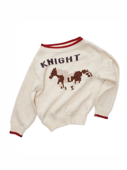 Fair Isle Iceland Wool Jacquard Slanted Shoulder Rough Big Sweater Loose Lazy Knitwear【s0000014596】