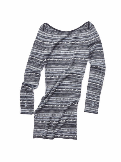 Fair Isle Fine Woven Jacquard Slanted Shoulder Neckline Dress Slim Waist Hip Skirt【s0000014600】