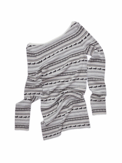 Fair Isle Fine Woven Jacquard Slanted Shoulder Neckline Dress Slim Waist Hip Skirt【s0000014600】