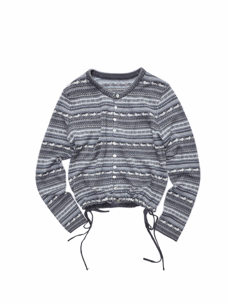 Fair Island Pony Jacquard Fine Woven Small Cardigan Drawstring Bud Casual Knit Top【s0000014601】
