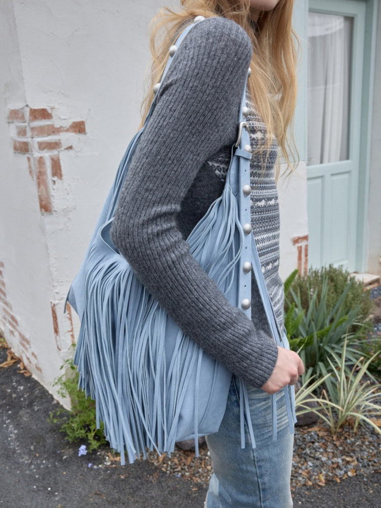 Fair Island Basic High Neck Contrast Panel Knit Slim Base Top【s0000014602】