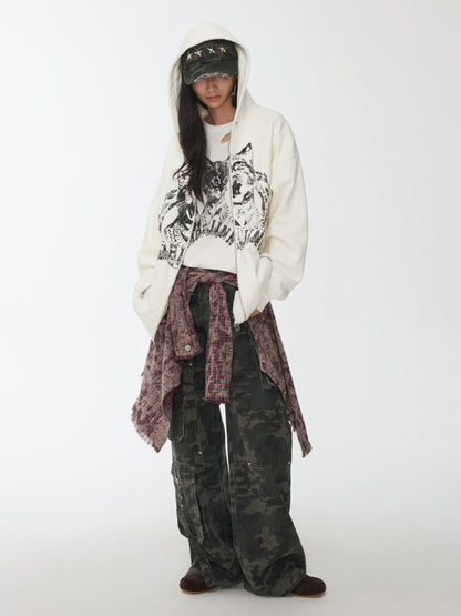 American Vintage Distressed Check Raw Edge Slim Versatile Lapel Shirt Jacket【s0000014604】