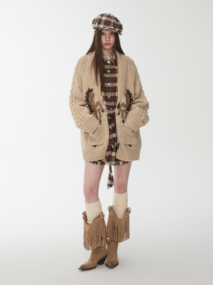 Vintage Cargo Pocket Red Check Raw Edge Dress Versatile Long Sleeve Shirt Dress【s0000014605】