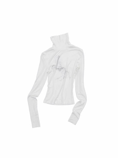 Solid Color Small Turtle Neck Basic Hot Diamond Bottom Short Top Slim Long Dress【s0000014606】