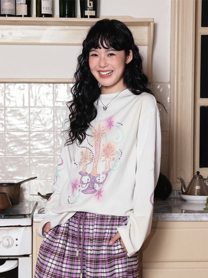 Candlestick Print Long-Sleeved Loose Slim T-Shirt Inner Top【s0000014717】