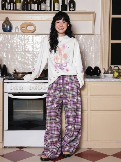 Candlestick Print Long-Sleeved Loose Slim T-Shirt Inner Top【s0000014717】