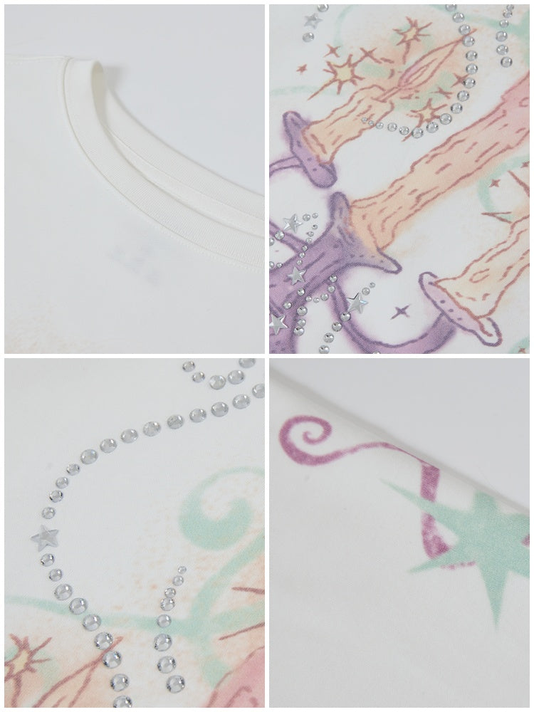 Candlestick Print Long-Sleeved Loose Slim T-Shirt Inner Top【s0000014717】