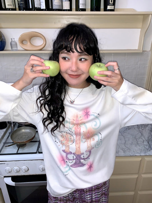 Candlestick Print Long-Sleeved Loose Slim T-Shirt Inner Top【s0000014717】