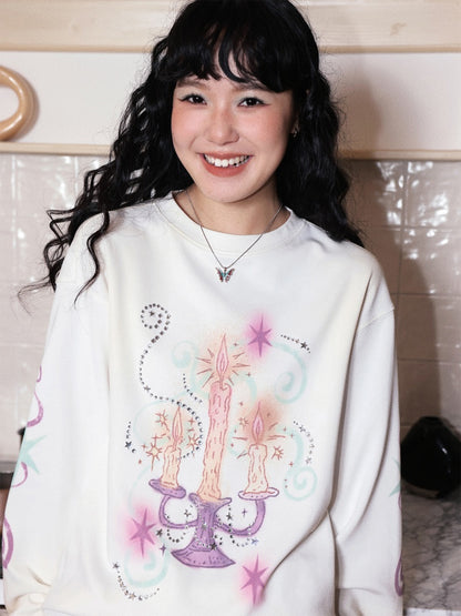 Candlestick Print Long-Sleeved Loose Slim T-Shirt Inner Top【s0000014717】