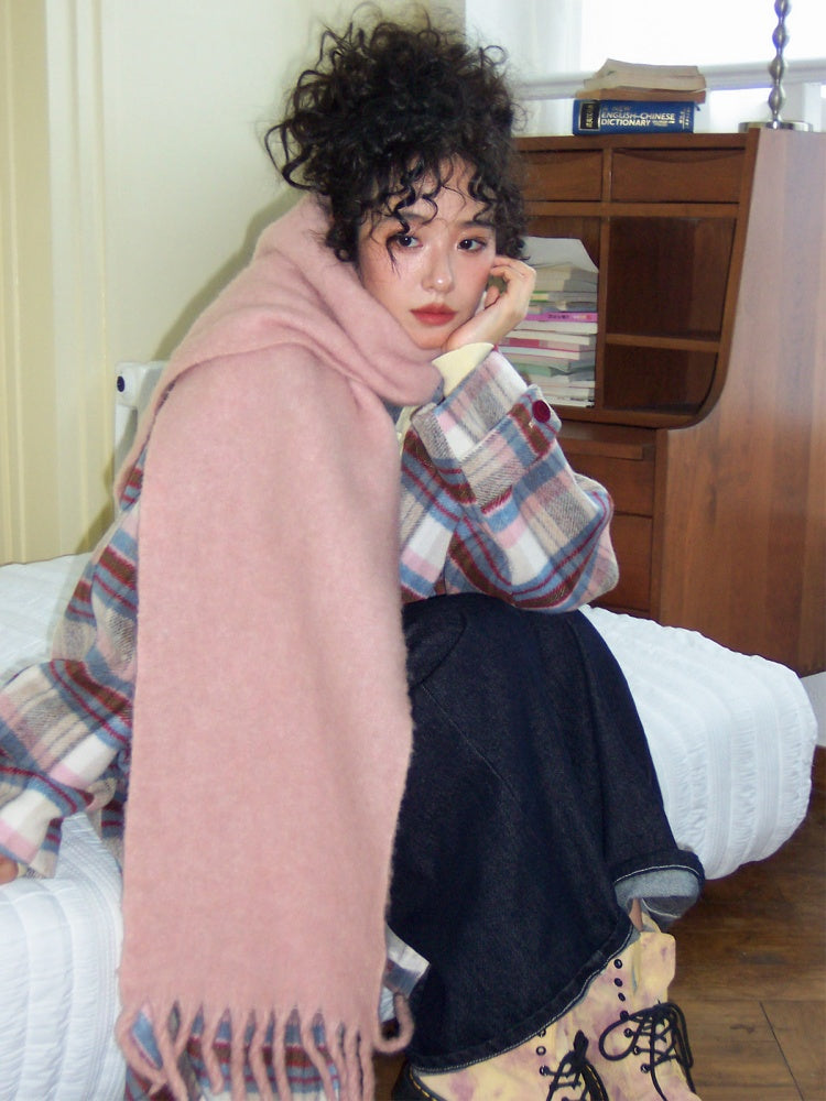 "Misty Velvet" Casual Versatile Solid Color Skin-Friendly Plush Scarf【s0000014718】