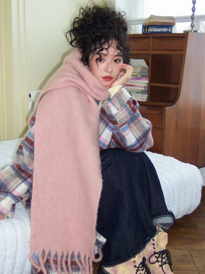 "Misty Velvet" Casual Versatile Solid Color Skin-Friendly Plush Scarf【s0000014718】