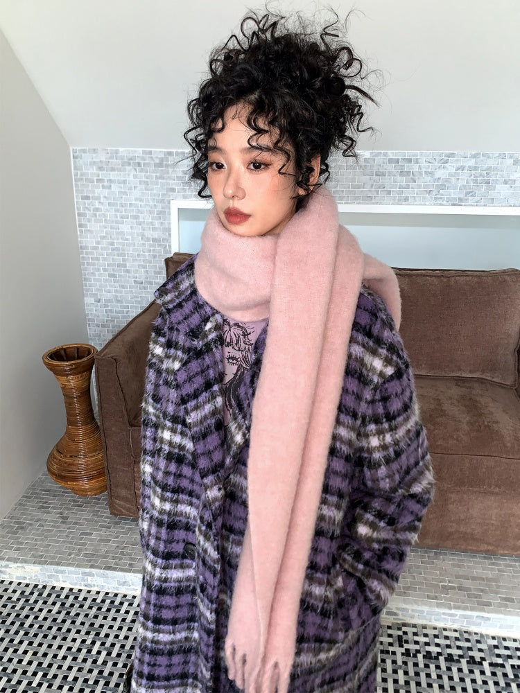 "Misty Velvet" Casual Versatile Solid Color Skin-Friendly Plush Scarf【s0000014718】