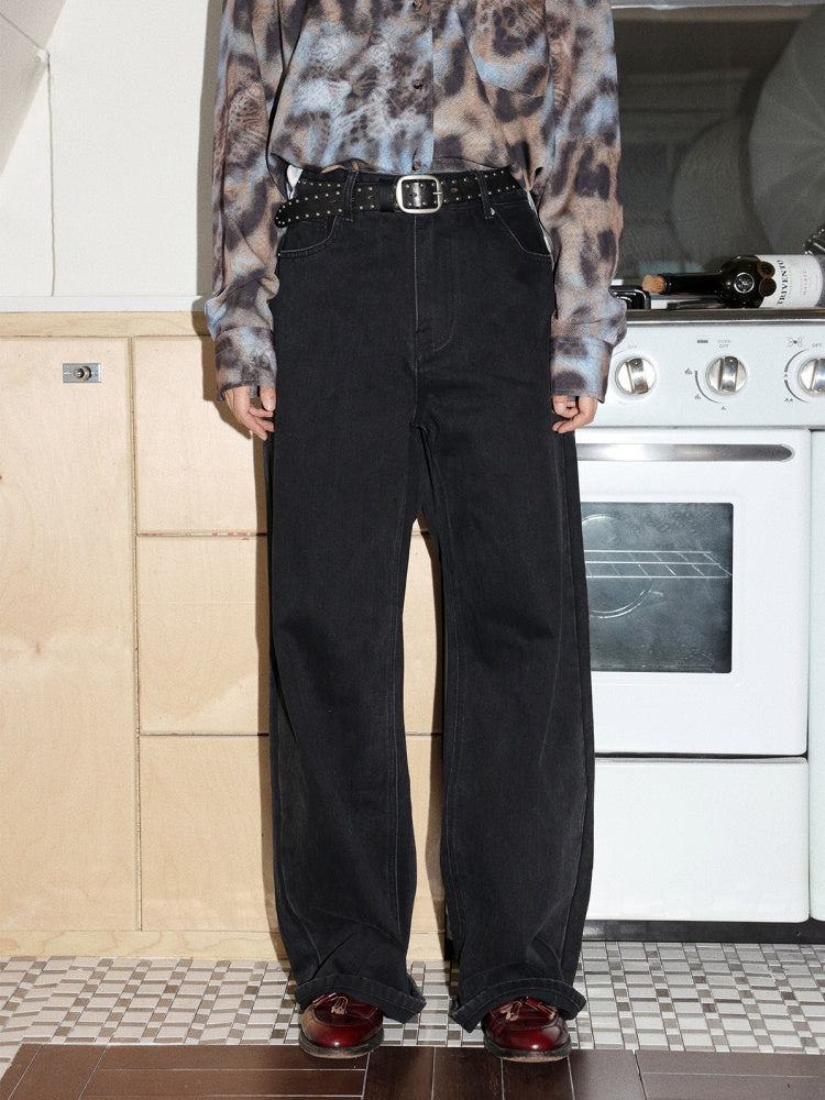 "Mountain Xu" Mid-Rise Slightly Elastic Jeans Look Tall Slim Straight-Legged Pants【s0000014719】