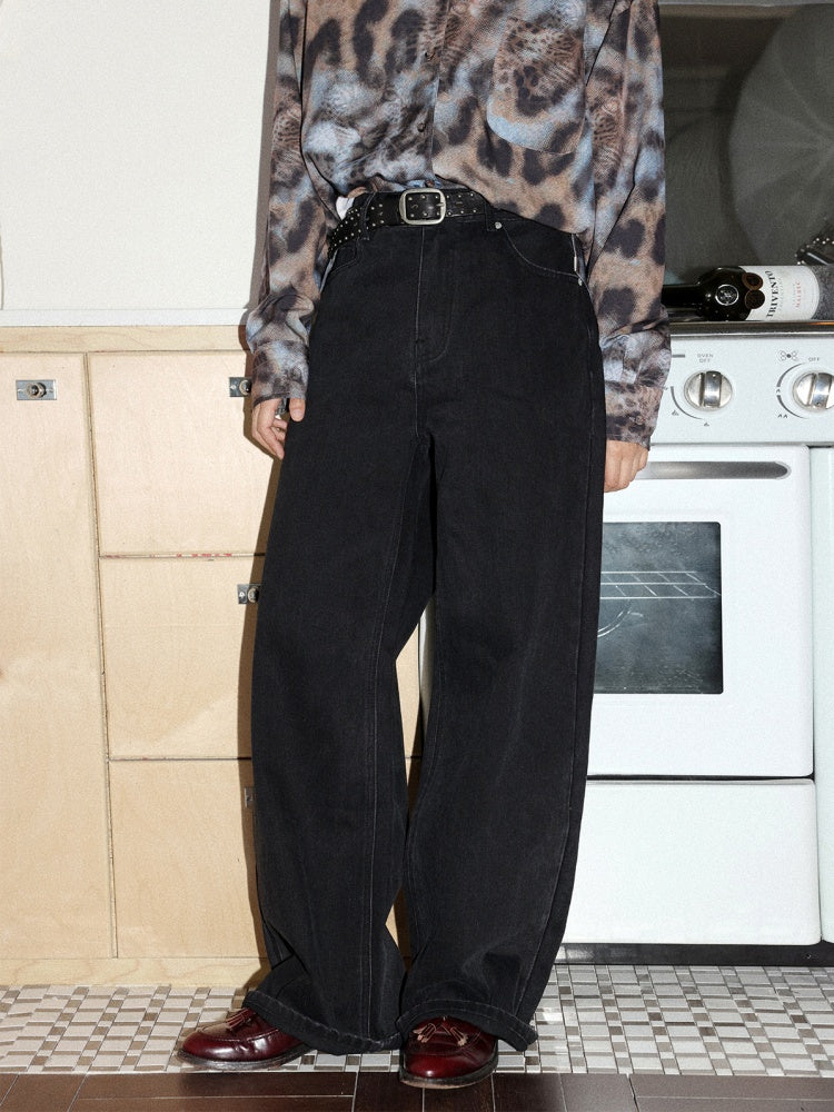 "Mountain Xu" Mid-Rise Slightly Elastic Jeans Look Tall Slim Straight-Legged Pants【s0000014719】