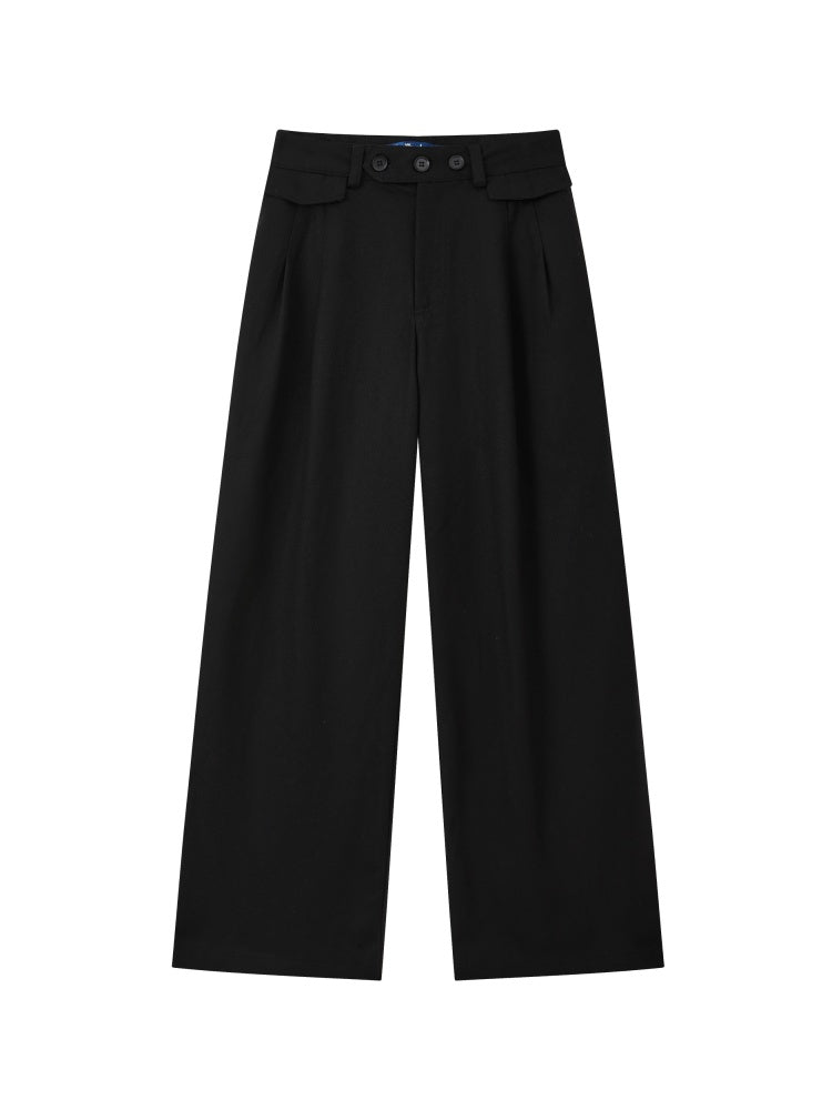 "Echo Of The Night Banquet" Mid-Rise Woolen Slacks Commuting Versatile Straight-Legged Artifact【s0000014720】