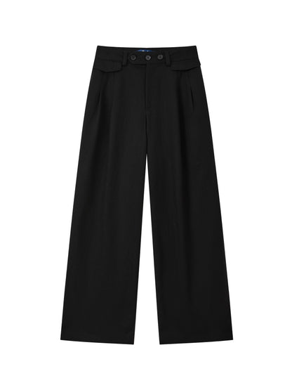 "Echo Of The Night Banquet" Mid-Rise Woolen Slacks Commuting Versatile Straight-Legged Artifact【s0000014720】