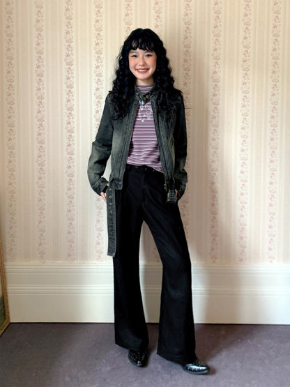 "Echo Of The Night Banquet" Mid-Rise Woolen Slacks Commuting Versatile Straight-Legged Artifact【s0000014720】