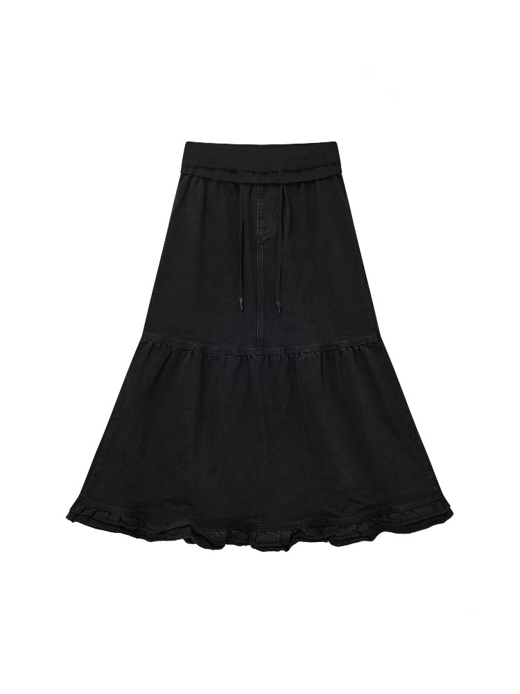 "Song Of The Night" Retro Denim Skirt Lace Design Looks Gentle Thin Covers The Crotch【s0000014721】