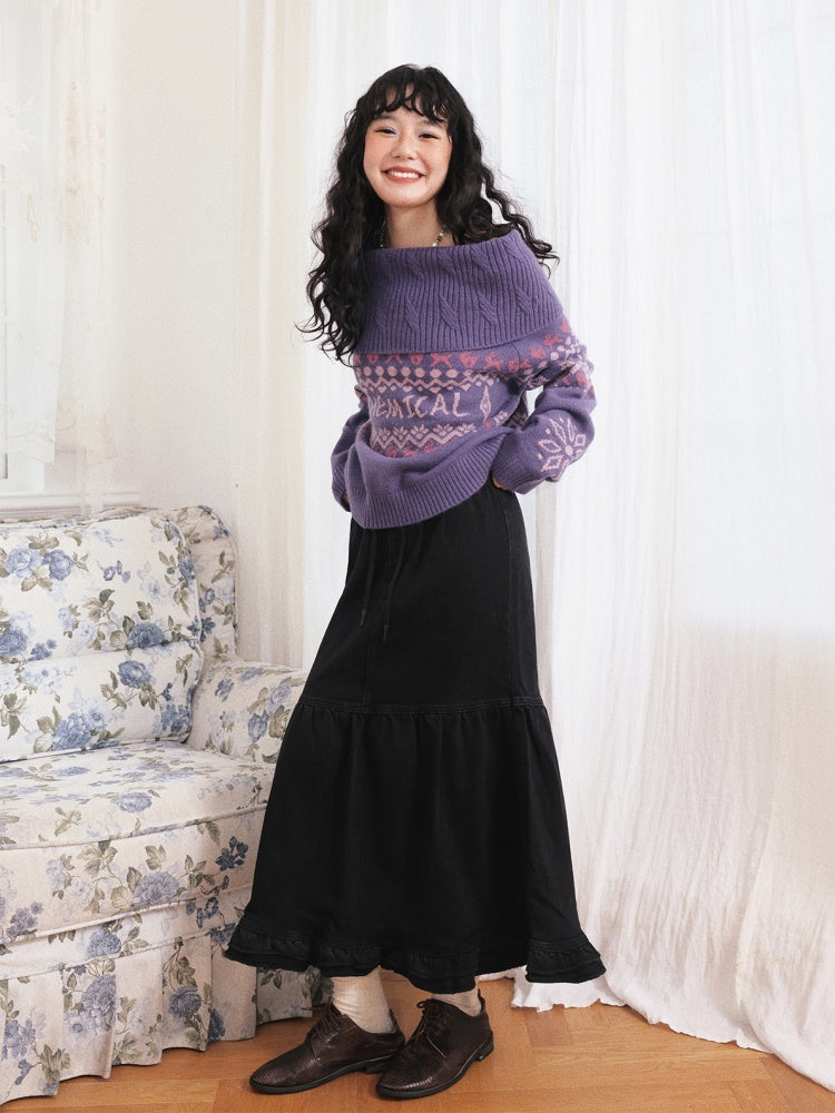 "Song Of The Night" Retro Denim Skirt Lace Design Looks Gentle Thin Covers The Crotch【s0000014721】