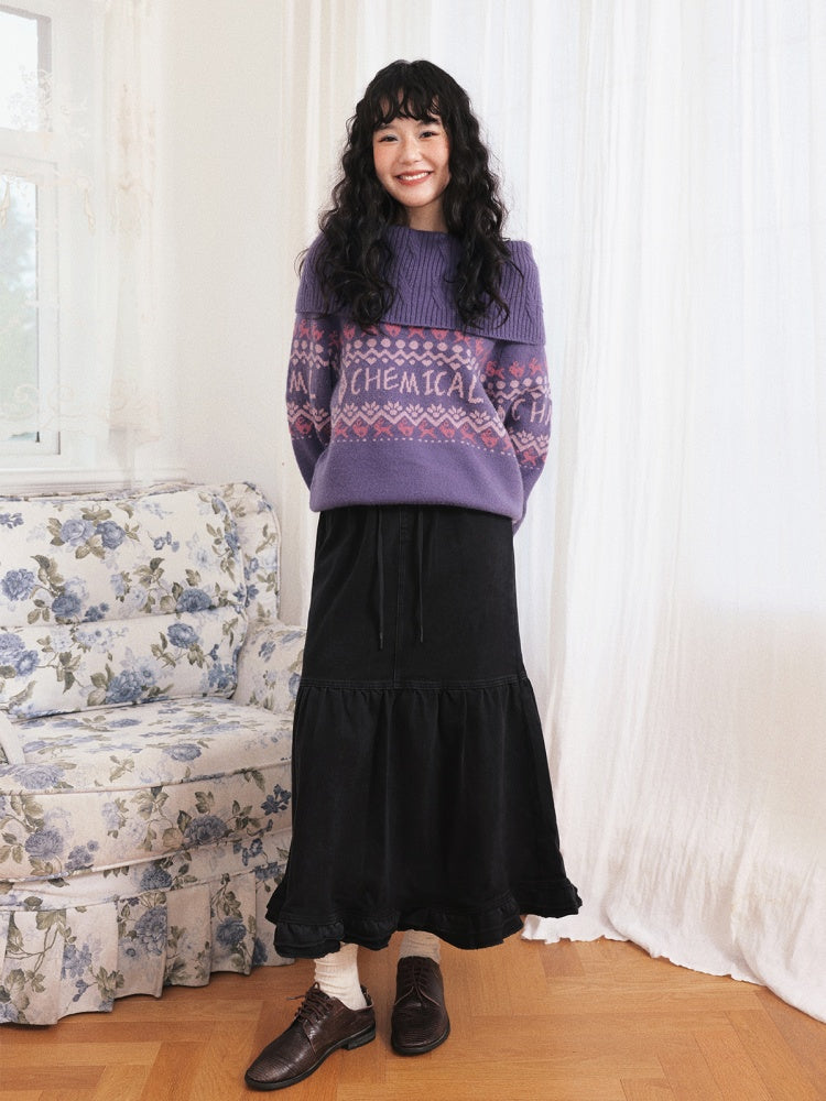"Song Of The Night" Retro Denim Skirt Lace Design Looks Gentle Thin Covers The Crotch【s0000014721】