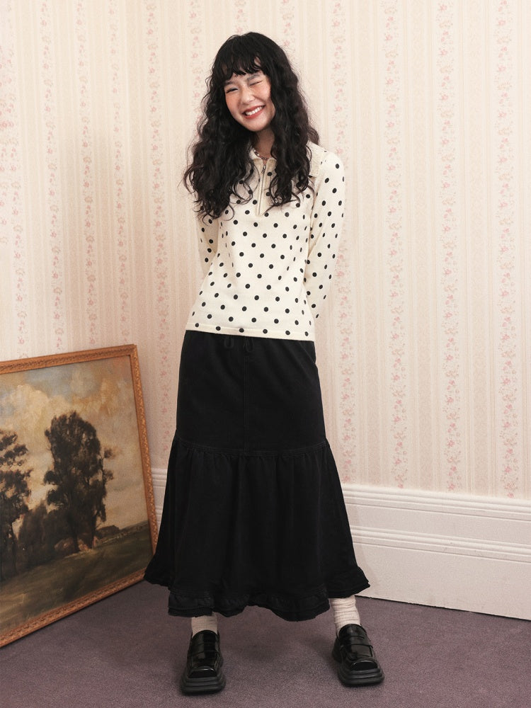 "Song Of The Night" Retro Denim Skirt Lace Design Looks Gentle Thin Covers The Crotch【s0000014721】