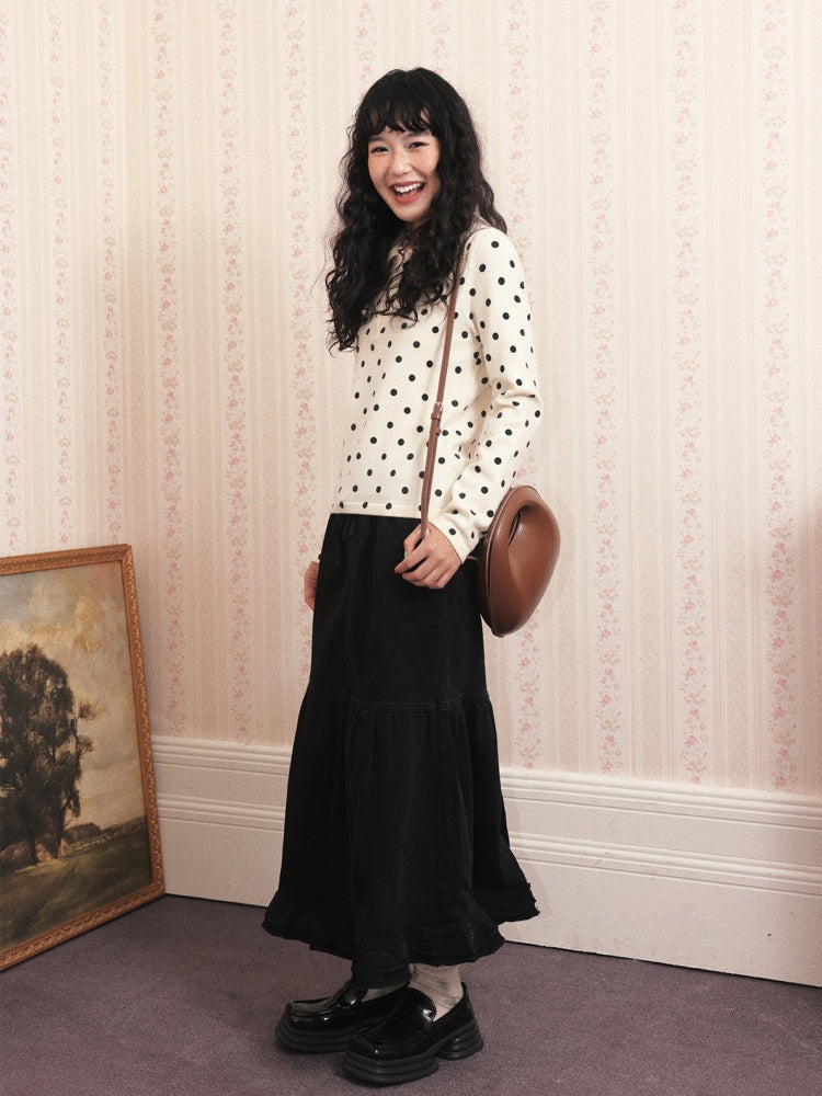 "Song Of The Night" Retro Denim Skirt Lace Design Looks Gentle Thin Covers The Crotch【s0000014721】